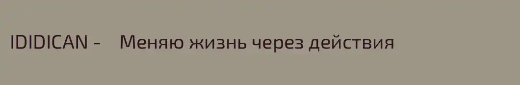 IDIDICAN -    Меняю жизнь через действия